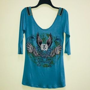 Harley-Davidson Women's Embellished 3/4 Sleeve Top